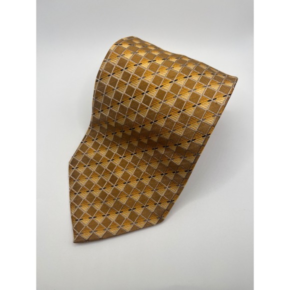 Pronto Uomo Other - PRONTO UOMO Mens Silk Tie Gold Diamond Pattern Made in Italy